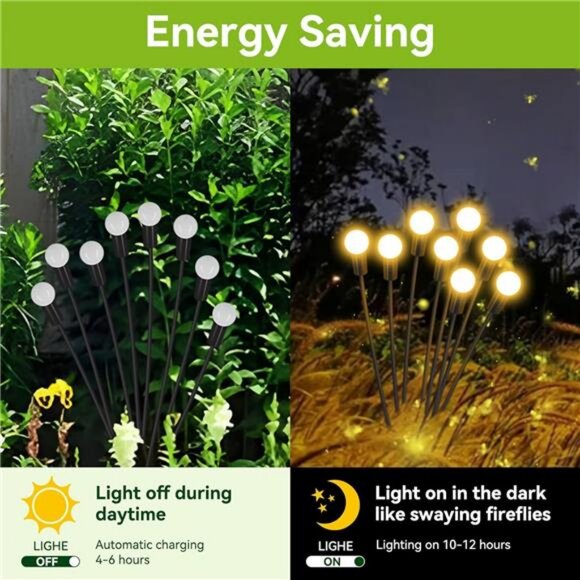 Solar Garden Lights Outdoor Waterproof, 2 Pack 16 LED Swaying Light Firefly - Picture 3 of 7